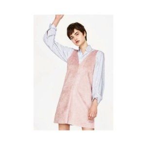 "ZARA" BLUSH PINK SLEEVELESS FAUX SUEDE CASUAL BOHO SHIFT DRESS SIZE: M EUC